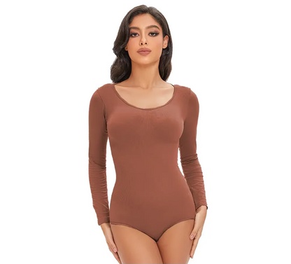 Elevate Your Elegance with the GLOWÉ Long Sleeve Open Crotch Bodysuit