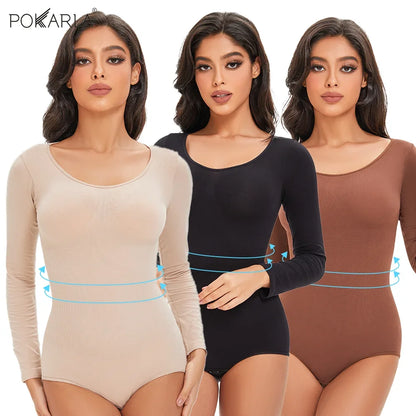 Elevate Your Elegance with the GLOWÉ Long Sleeve Open Crotch Bodysuit